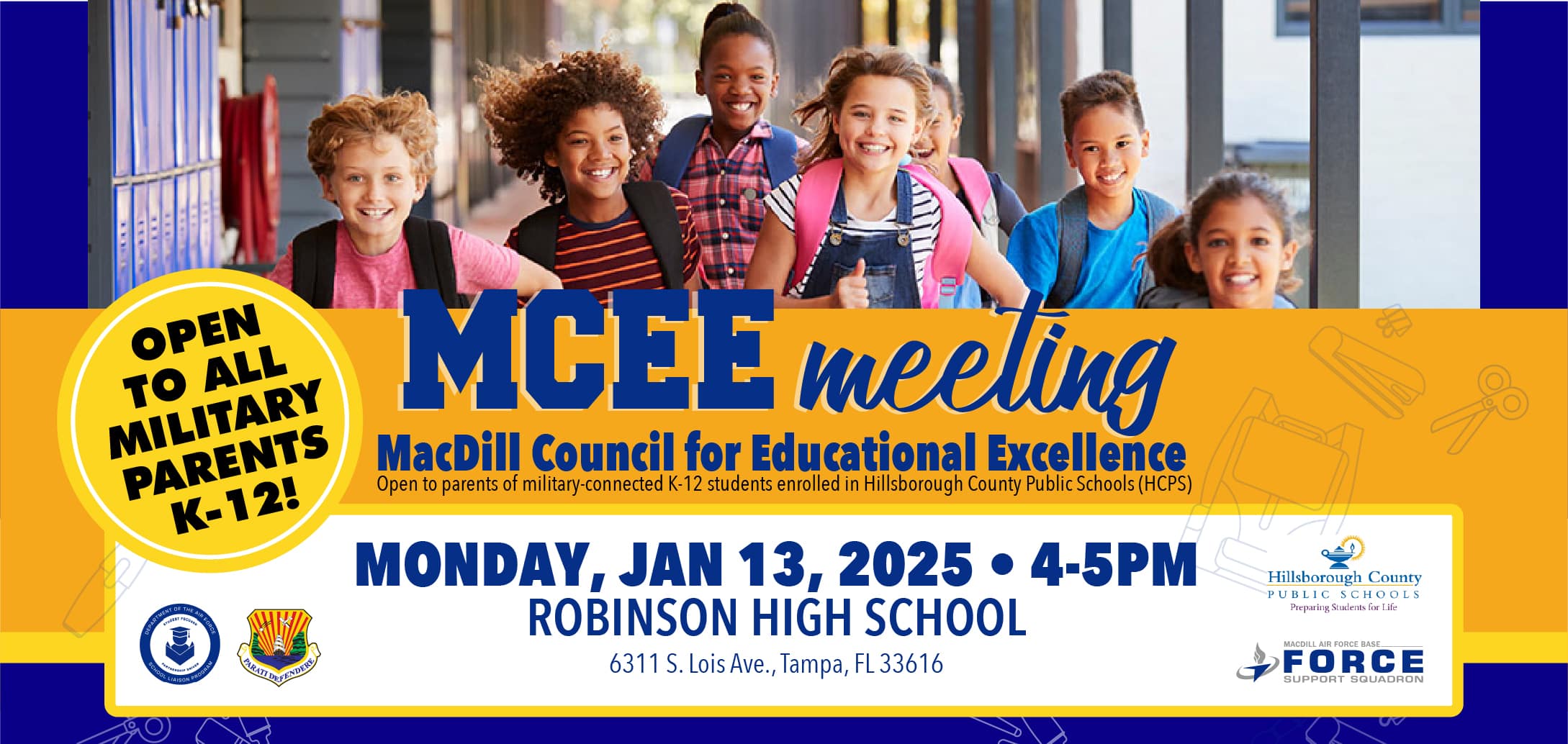 MCEE Meeting Monday January 13 at Robinson High School from 4-5PM