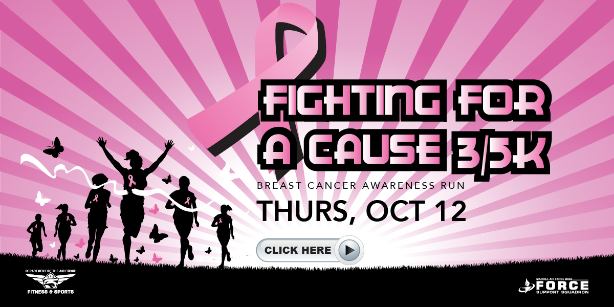 Breast Cancer Awareness 3K/5K Run Graphic with click here button that links to PDF