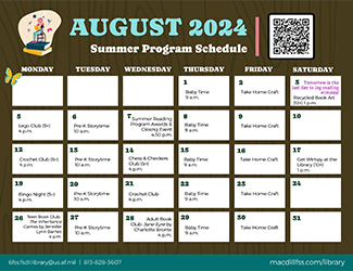 Library August 2024 Calendar