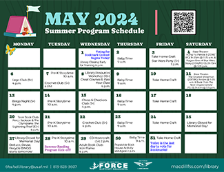 May Calendar with green background