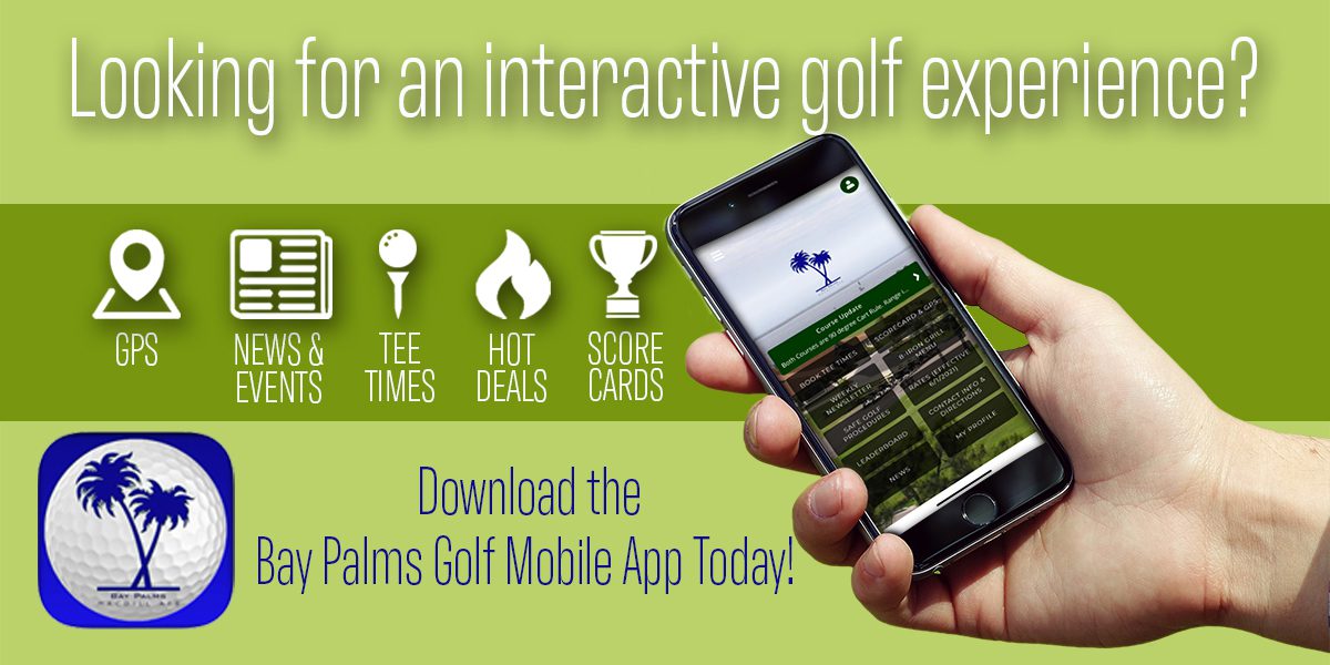 Promotional banner for the Bay Palms Golf Mobile App